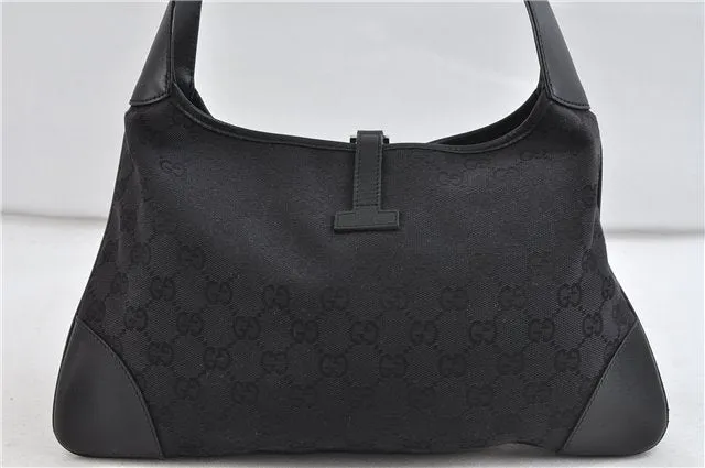 Auth GUCCI Sherry Line Kandinsky Shoulder Hand Bag GG Canvas Leather Black 1487D