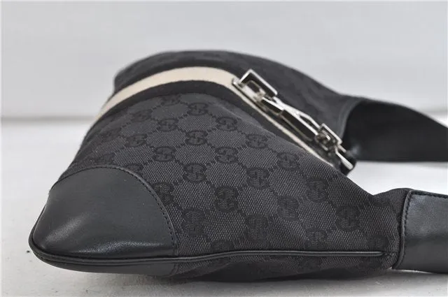 Auth GUCCI Sherry Line Kandinsky Shoulder Hand Bag GG Canvas Leather Black 1487D