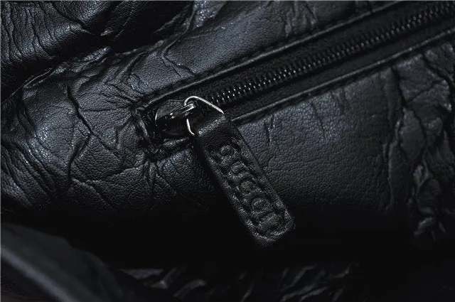 Auth GUCCI Sherry Line Kandinsky Shoulder Hand Bag GG Canvas Leather Black 1487D