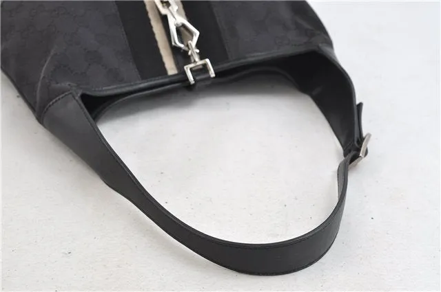 Auth GUCCI Sherry Line Kandinsky Shoulder Hand Bag GG Canvas Leather Black 1487D