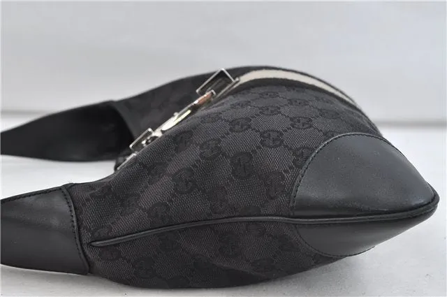 Auth GUCCI Sherry Line Kandinsky Shoulder Hand Bag GG Canvas Leather Black 1487D