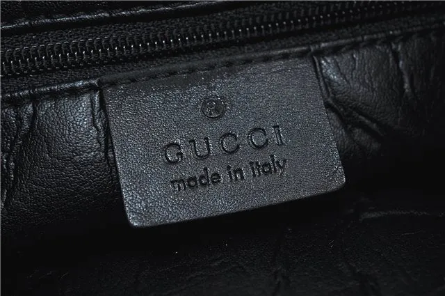Auth GUCCI Sherry Line Kandinsky Shoulder Hand Bag GG Canvas Leather Black 1487D