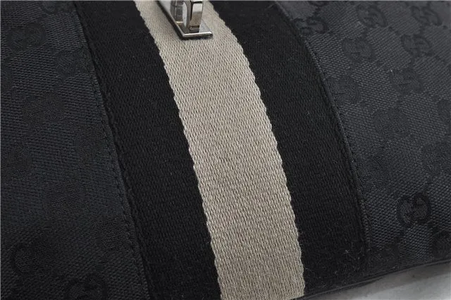 Auth GUCCI Sherry Line Kandinsky Shoulder Hand Bag GG Canvas Leather Black 1487D