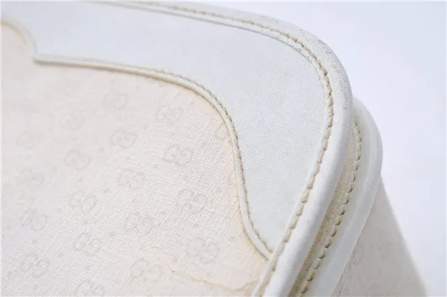 Auth GUCCI Sherry Line Micro GG PVC Leather Shoulder Cross Bag Purse White 5082D
