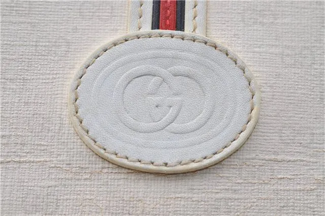 Auth GUCCI Sherry Line Micro GG PVC Leather Shoulder Cross Bag Purse White 5082D