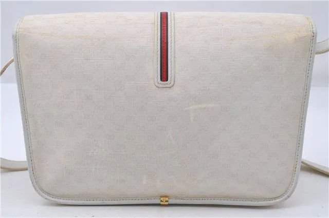 Auth GUCCI Sherry Line Micro GG PVC Leather Shoulder Cross Bag Purse White 5082D