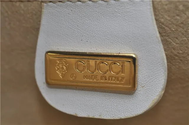 Auth GUCCI Sherry Line Micro GG PVC Leather Shoulder Cross Bag Purse White 5082D
