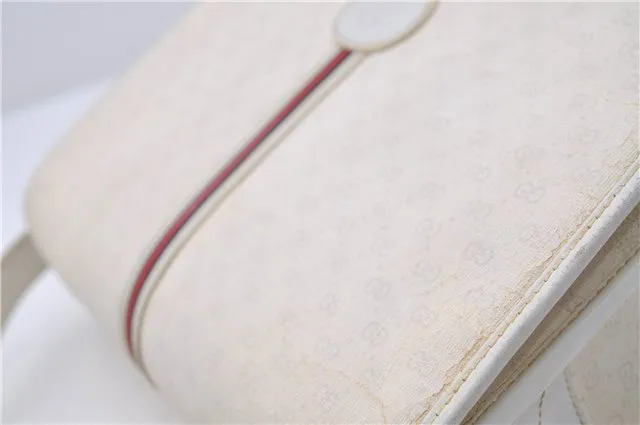 Auth GUCCI Sherry Line Micro GG PVC Leather Shoulder Cross Bag Purse White 5082D