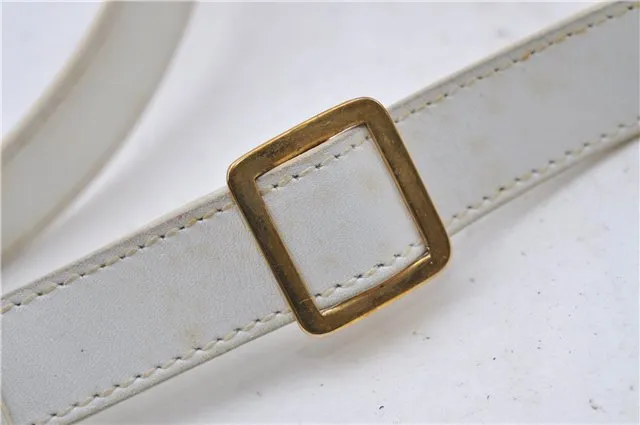 Auth GUCCI Sherry Line Micro GG PVC Leather Shoulder Cross Bag Purse White 5082D