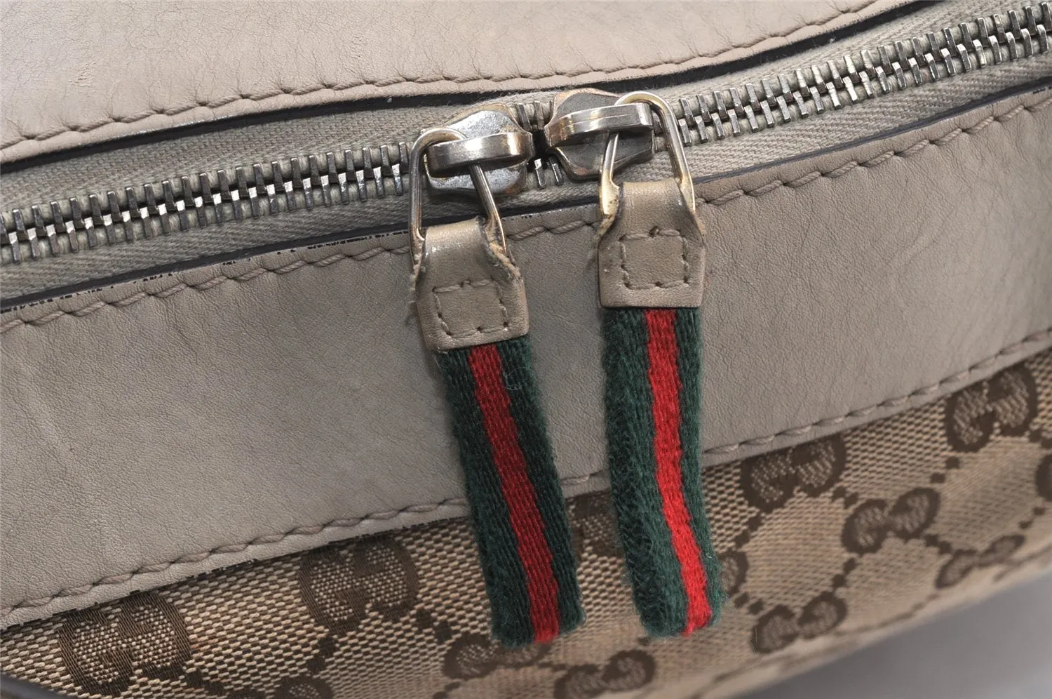 Auth GUCCI Web Sherry Line Mayfair 2Way Tote Bag GG Canvas Leather Brown 4595K