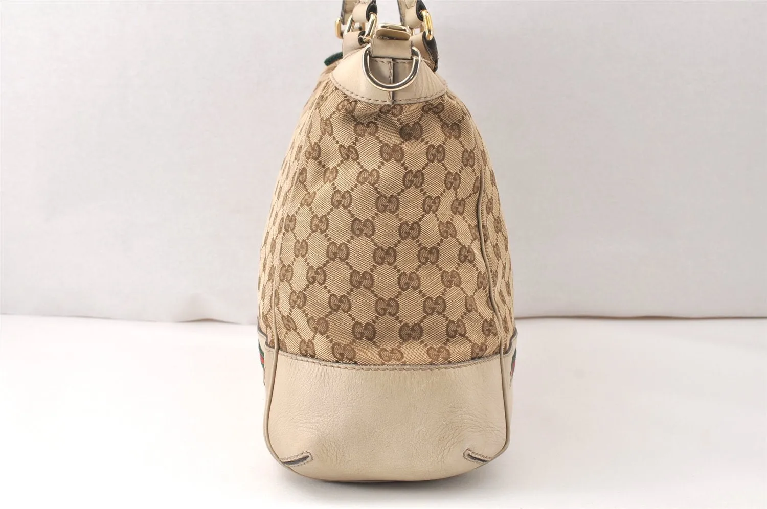 Auth GUCCI Web Sherry Line Mayfair 2Way Tote Bag GG Canvas Leather Brown 4595K