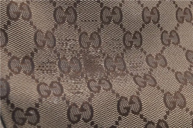 Auth GUCCI Web Sherry Line Princy Ribbon Tote Bag GG Canvas 163805 Brown 4907C