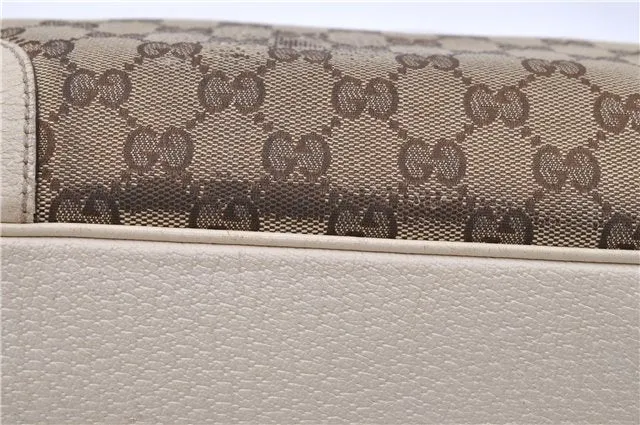 Auth GUCCI Web Sherry Line Princy Ribbon Tote Bag GG Canvas 163805 Brown 4907C