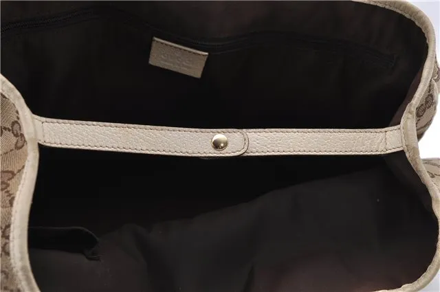Auth GUCCI Web Sherry Line Princy Ribbon Tote Bag GG Canvas 163805 Brown 4907C