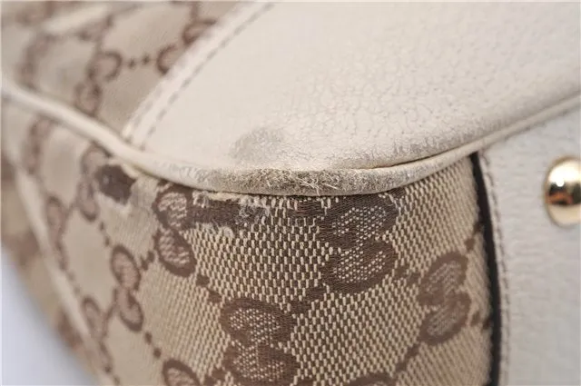 Auth GUCCI Web Sherry Line Princy Ribbon Tote Bag GG Canvas 163805 Brown 4907C