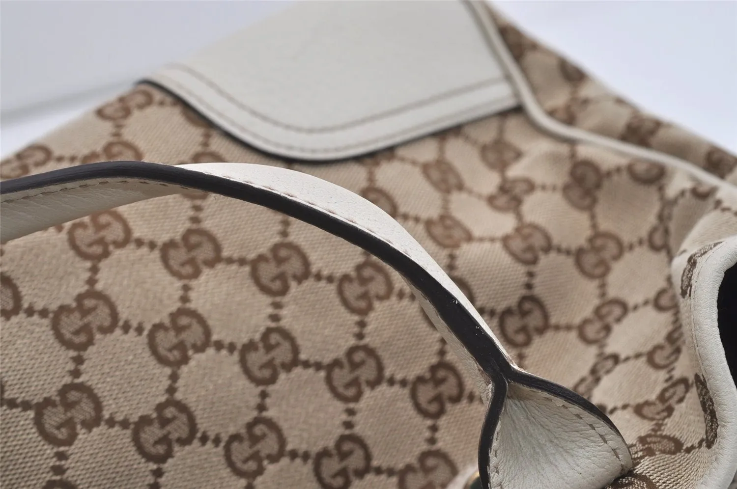Auth GUCCI Web Sherry Line Princy Tote Bag GG Canvas Leather 163805 Brown 2217I