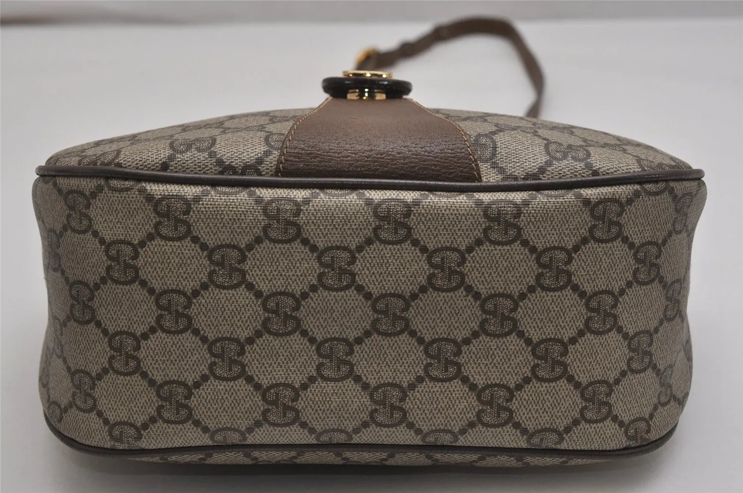 Auth GUCCI Web Sherry Line Shoulder Cross Bag GG PVC Leather Brown Junk 9869J