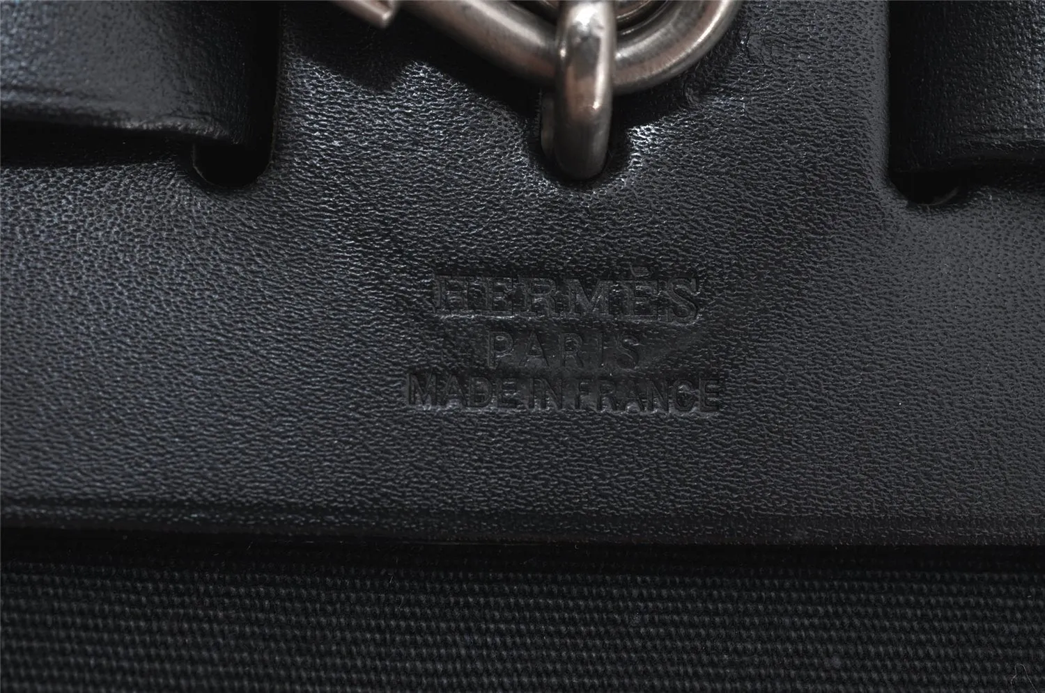 Auth HERMES Her Bag PM 2 In 1 2Way Hand Bag Canvas Leather White Black 3429J
