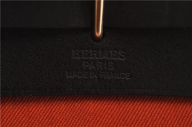 Auth HERMES Her Bag TPM 2 In 1 2Way Shoulder Bag Canvas Leather Orange 0270F