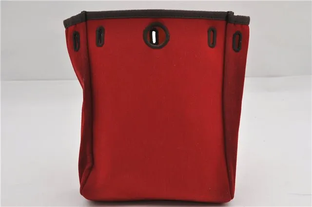 Auth HERMES Her Bag TPM 2 In 1 2Way Shoulder Bag Canvas Leather Orange 0270F
