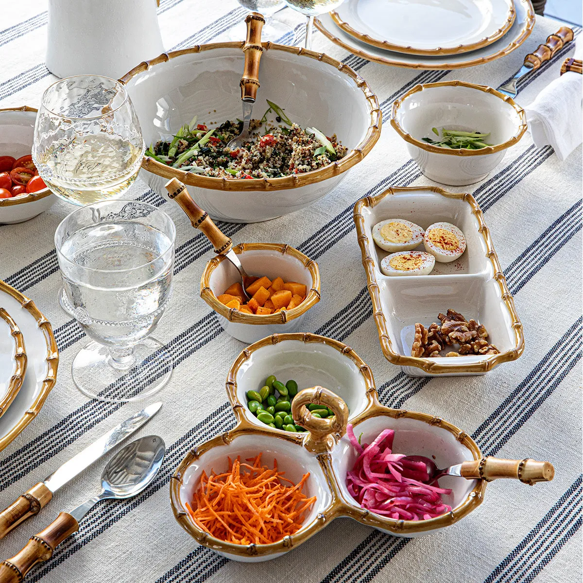 Bamboo 9" Triple Bowl Server - Natural