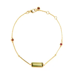 Bar Bracelet - Tourmaline & Ruby