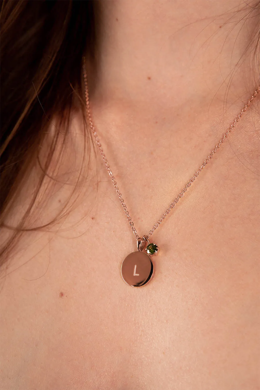 Birthstone August Necklace 14K Rose Gold Plated