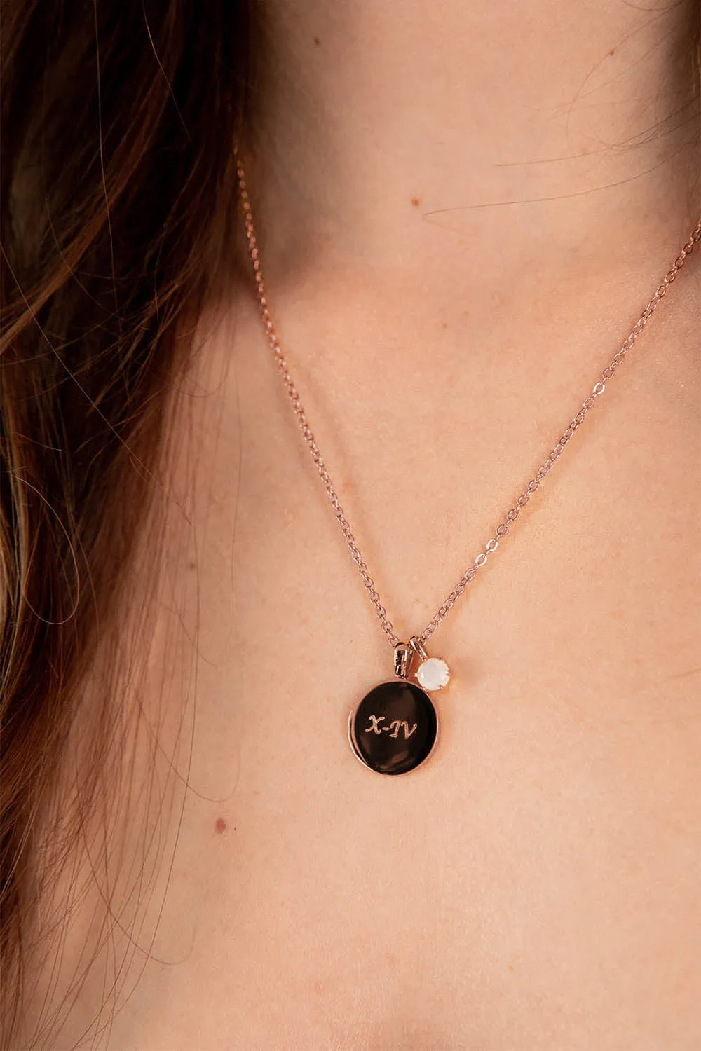 Birthstone October Necklace 14K Rose Gold Plated