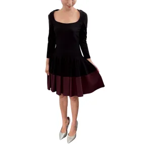 Black and Burgundy Square Neck Skater Mini Dress (Pre-loved)