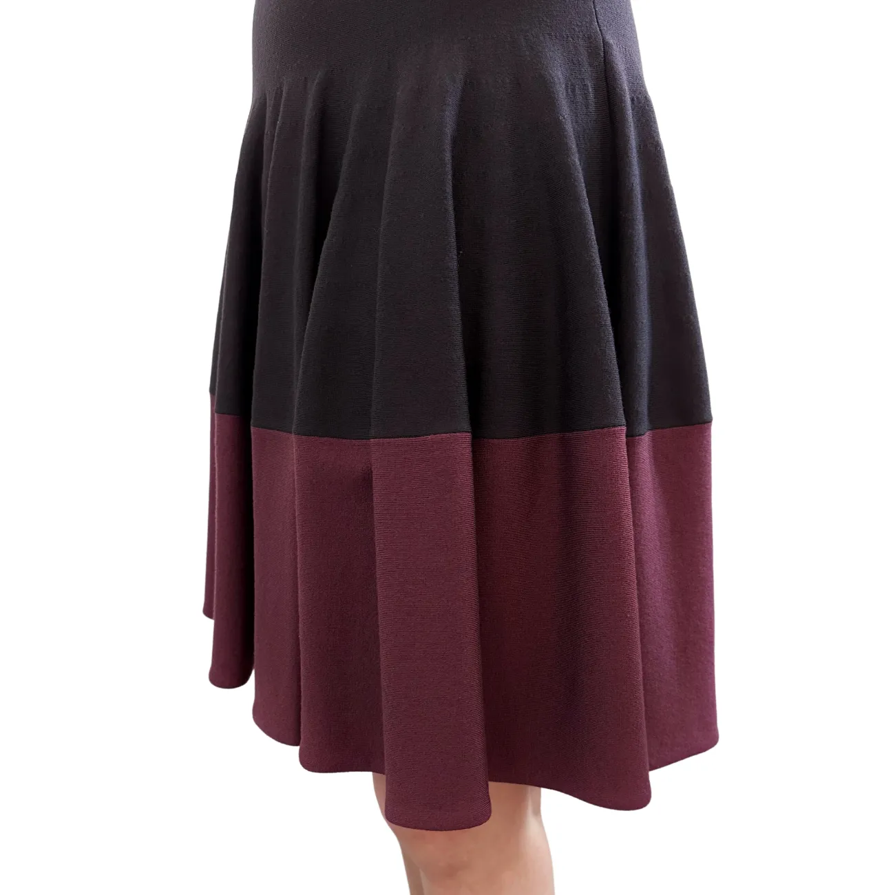 Black and Burgundy Square Neck Skater Mini Dress (Pre-loved)