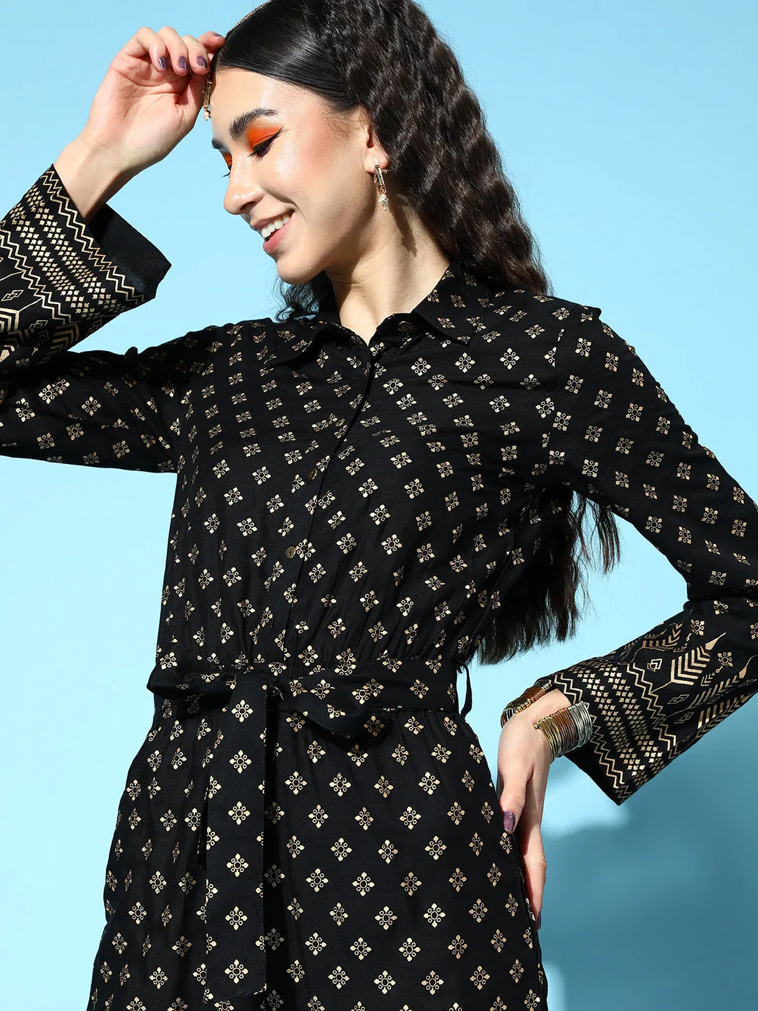 Black Gold Work Jumpsuit