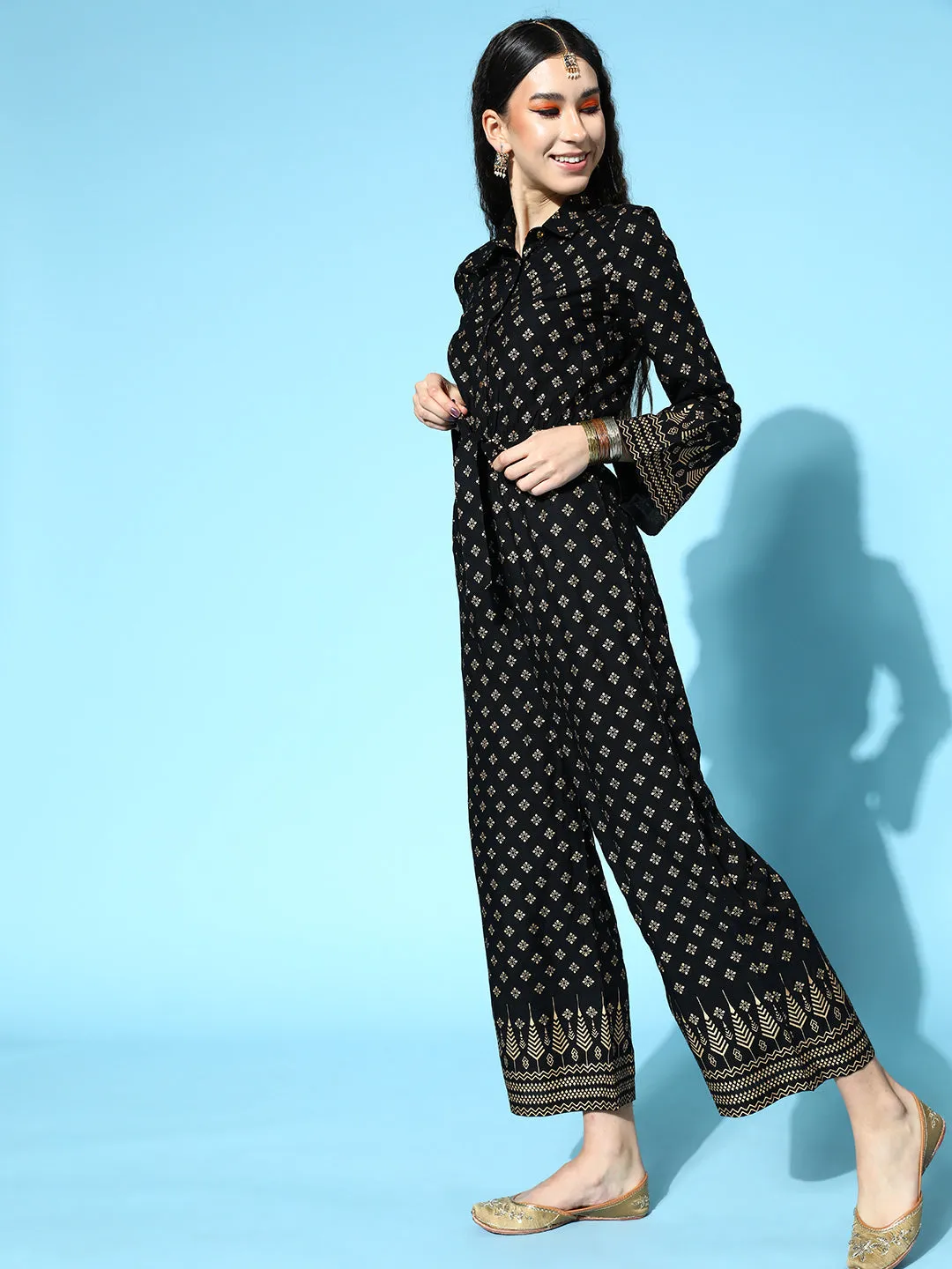 Black Gold Work Jumpsuit