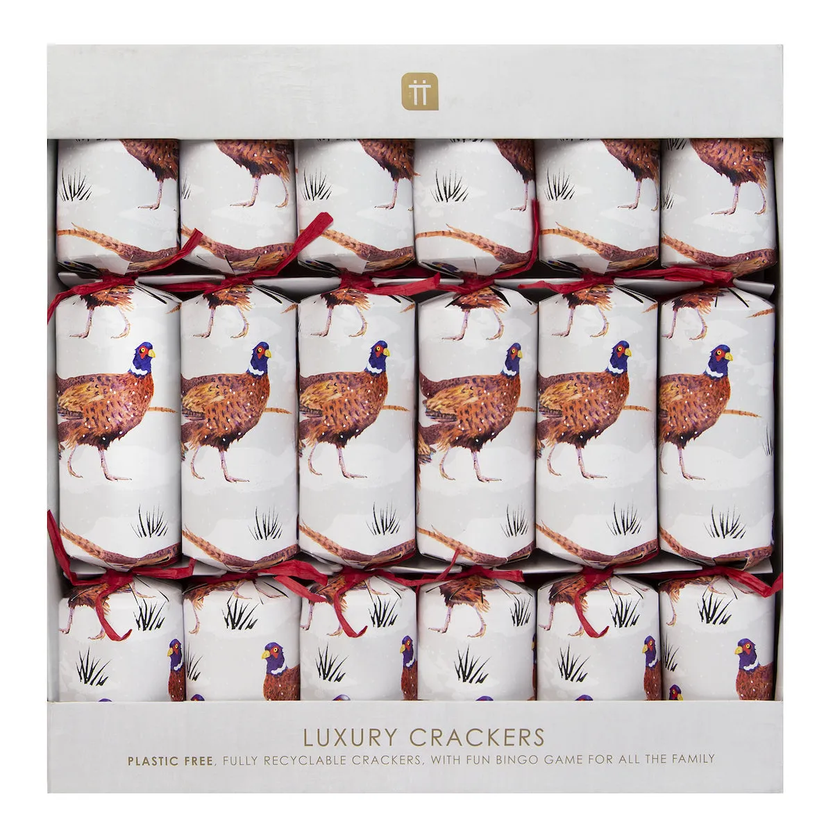Botanical Holly and Pheasant Crackers- 6 Pack