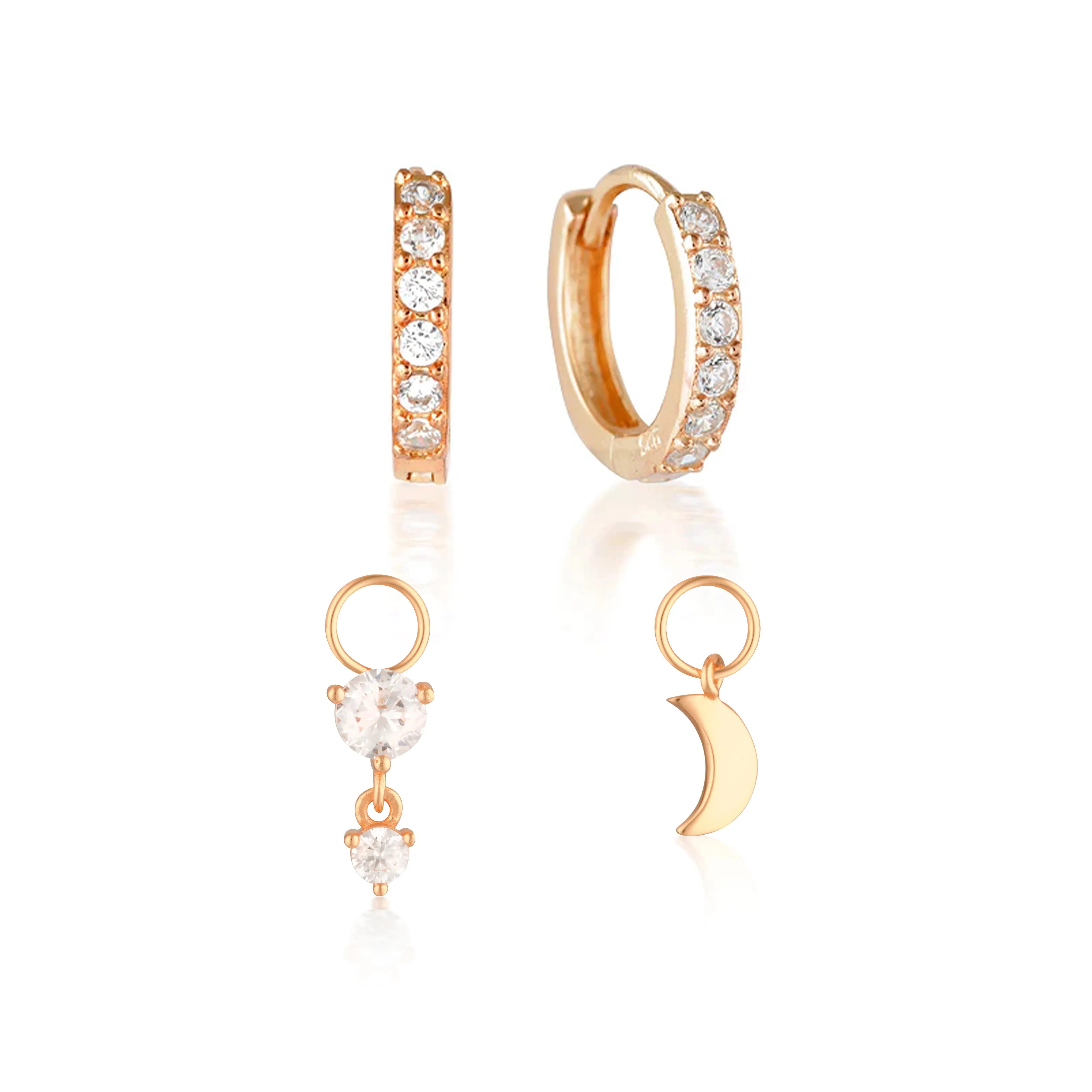 Build Your Earring Set Jet Rose Gold