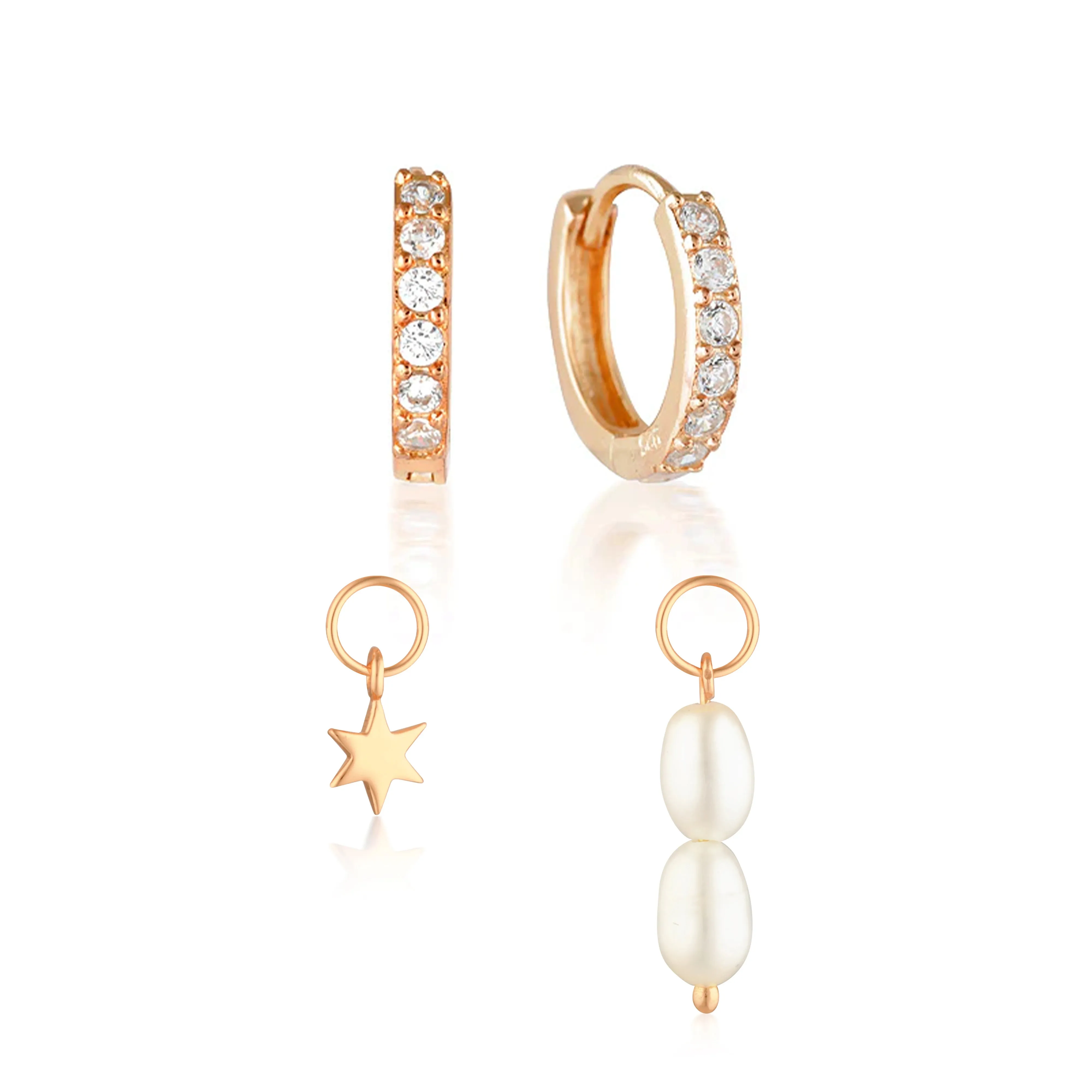 Build Your Earring Set Jet Rose Gold