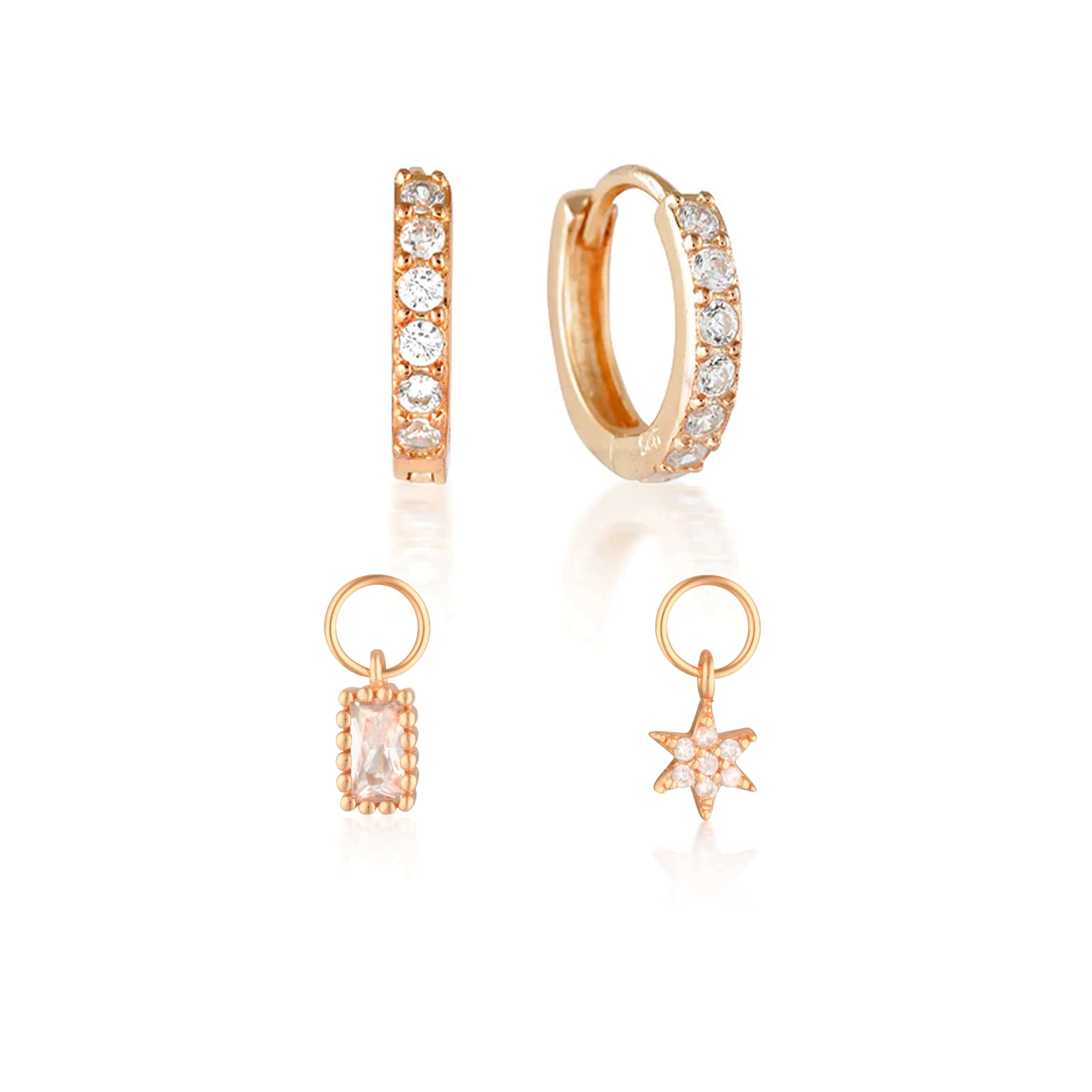 Build Your Earring Set Jet Rose Gold