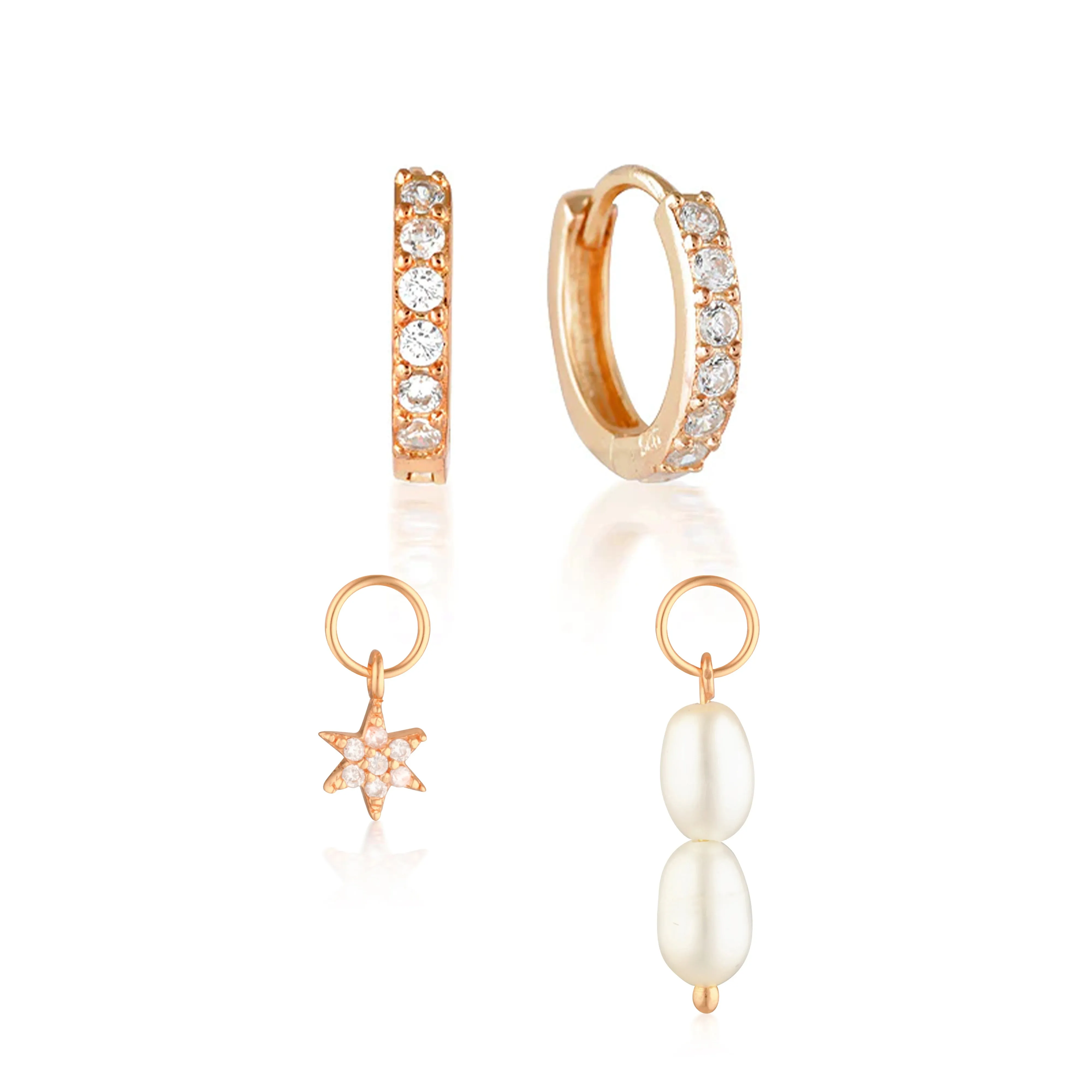 Build Your Earring Set Jet Rose Gold