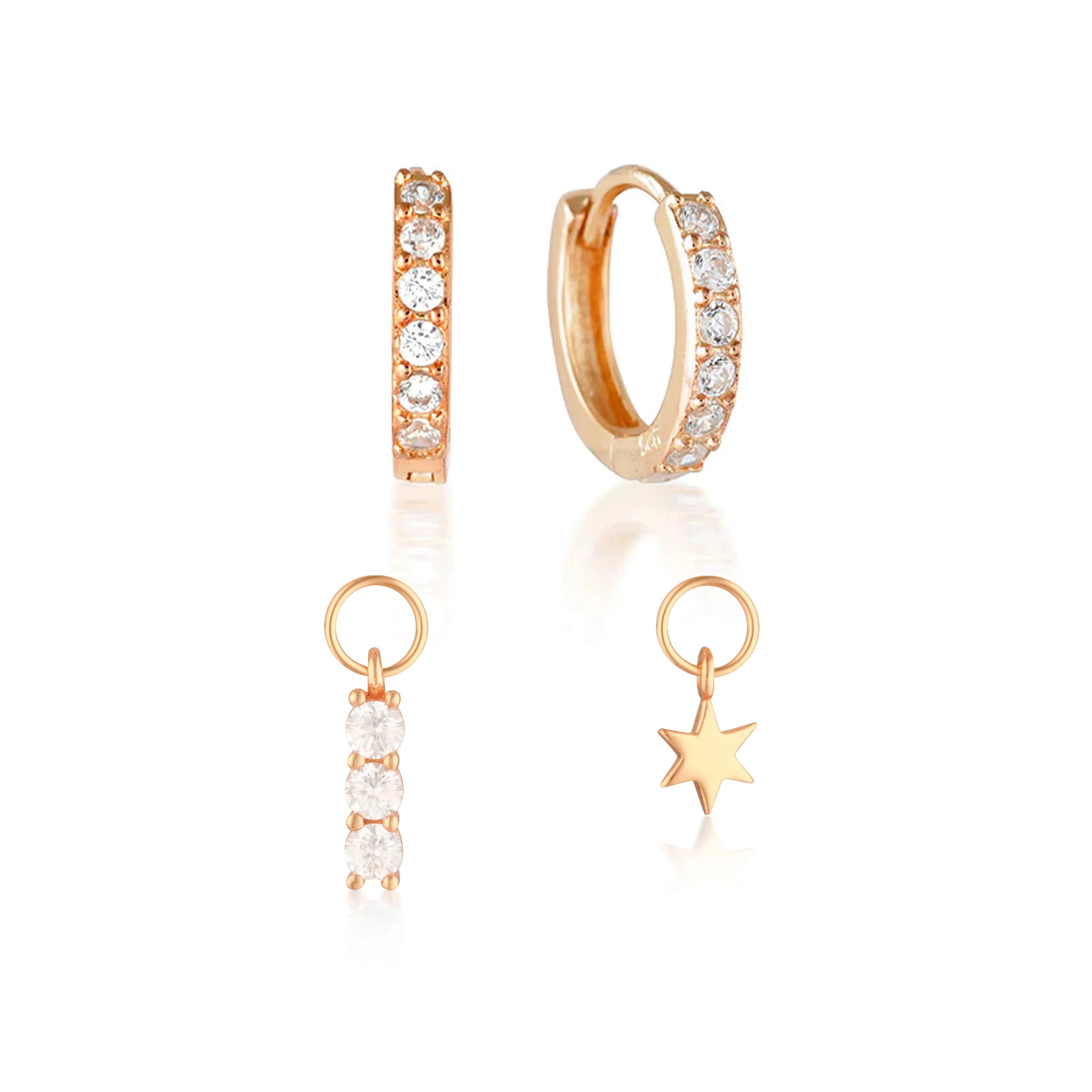 Build Your Earring Set Jet Rose Gold