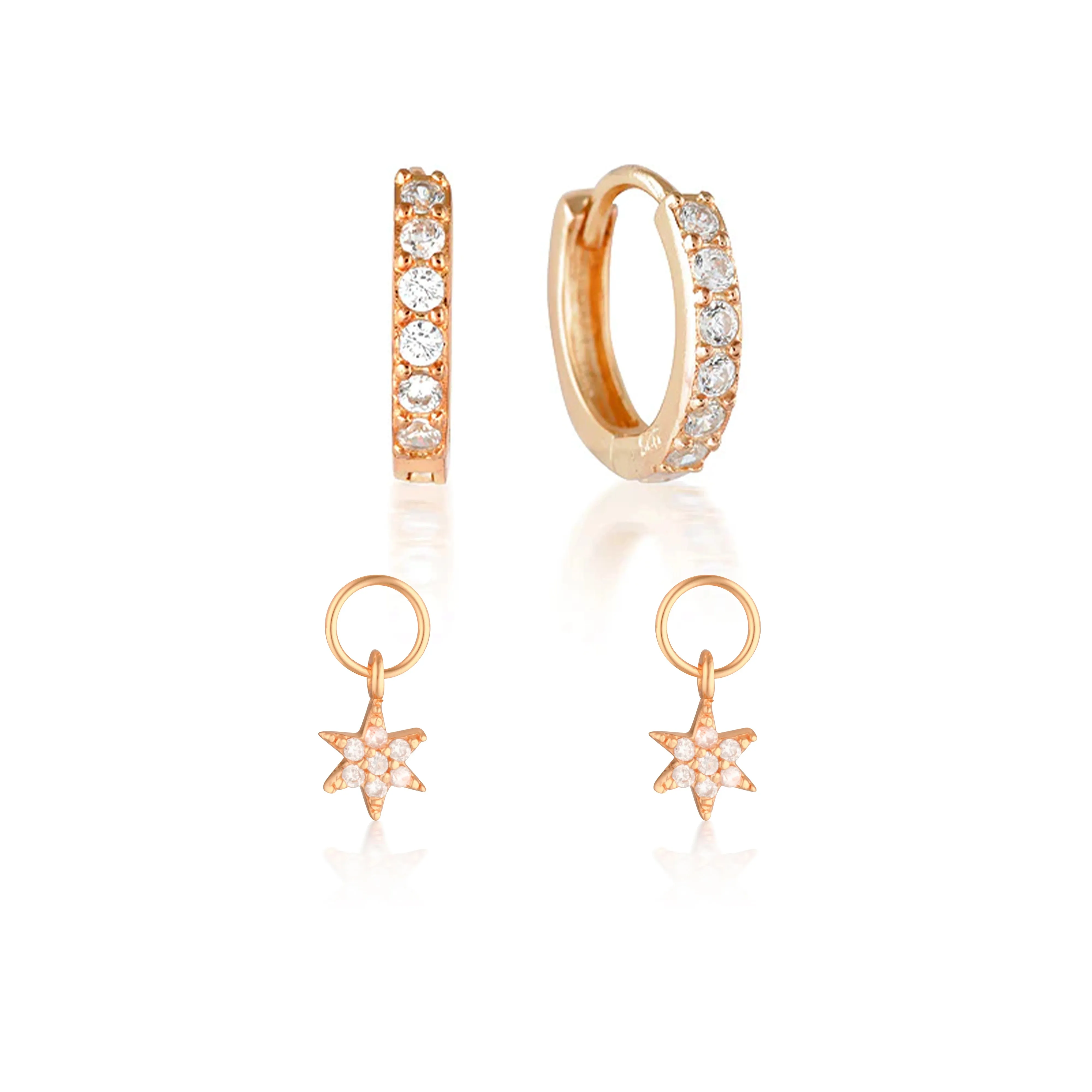 Build Your Earring Set Jet Rose Gold
