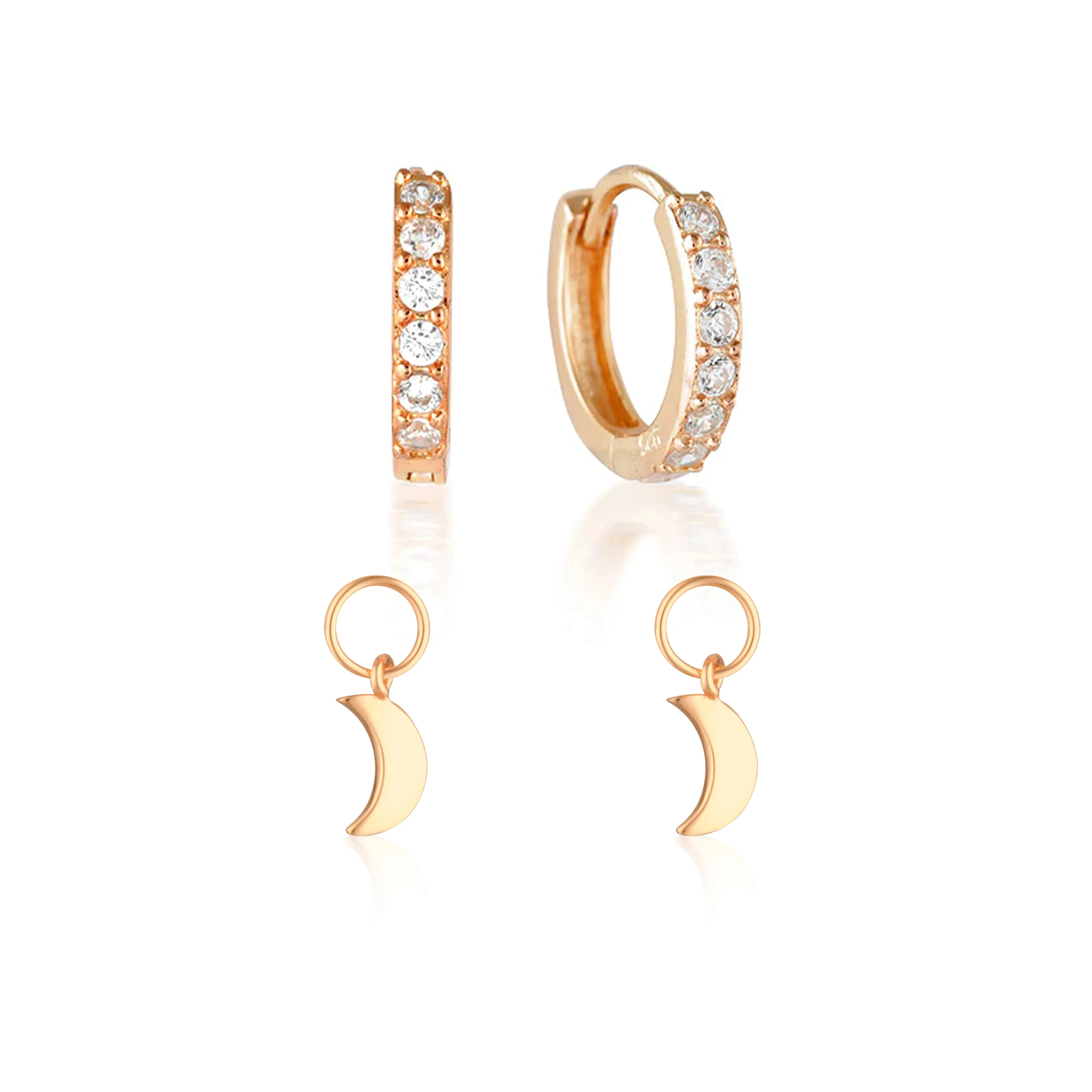Build Your Earring Set Jet Rose Gold