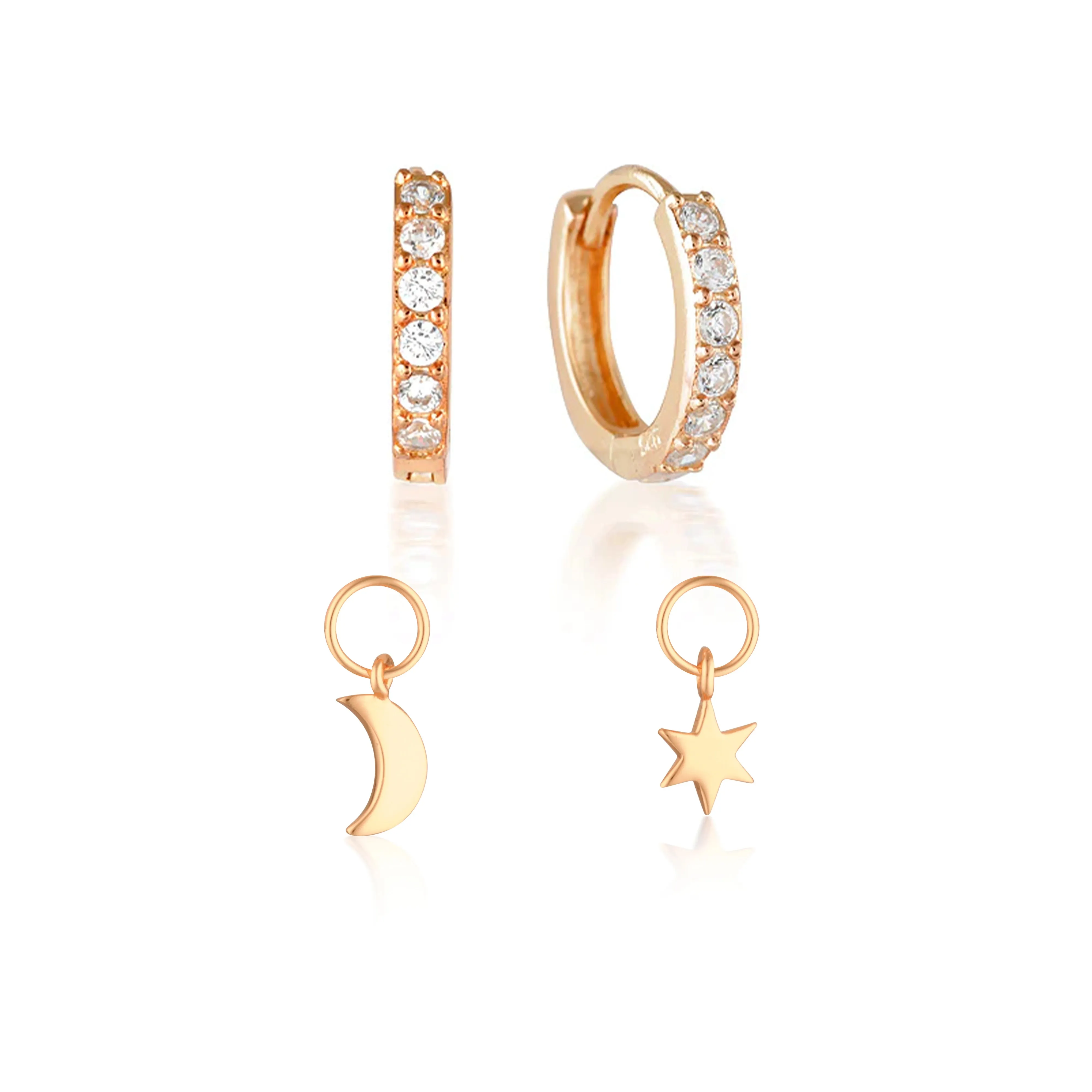 Build Your Earring Set Jet Rose Gold