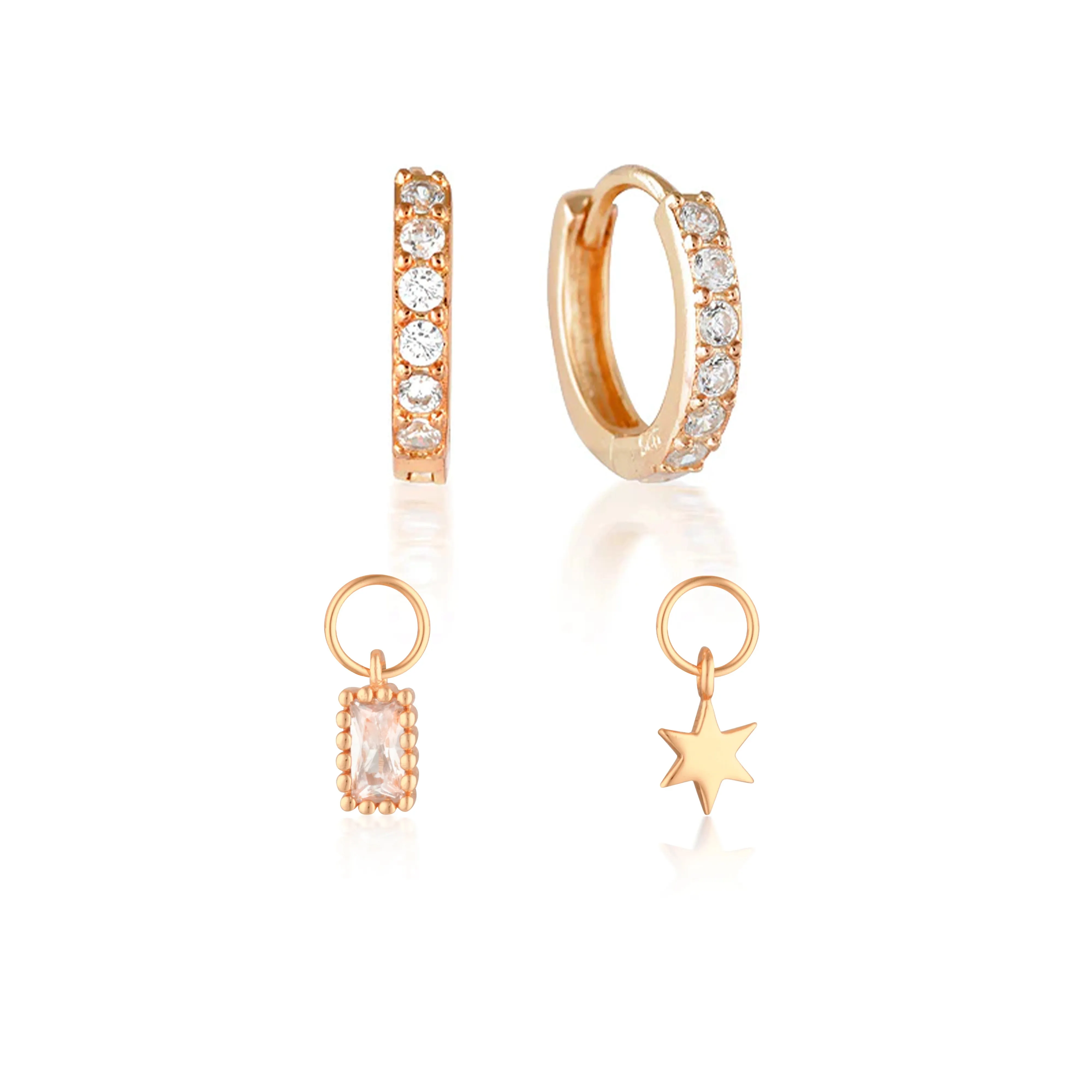 Build Your Earring Set Jet Rose Gold
