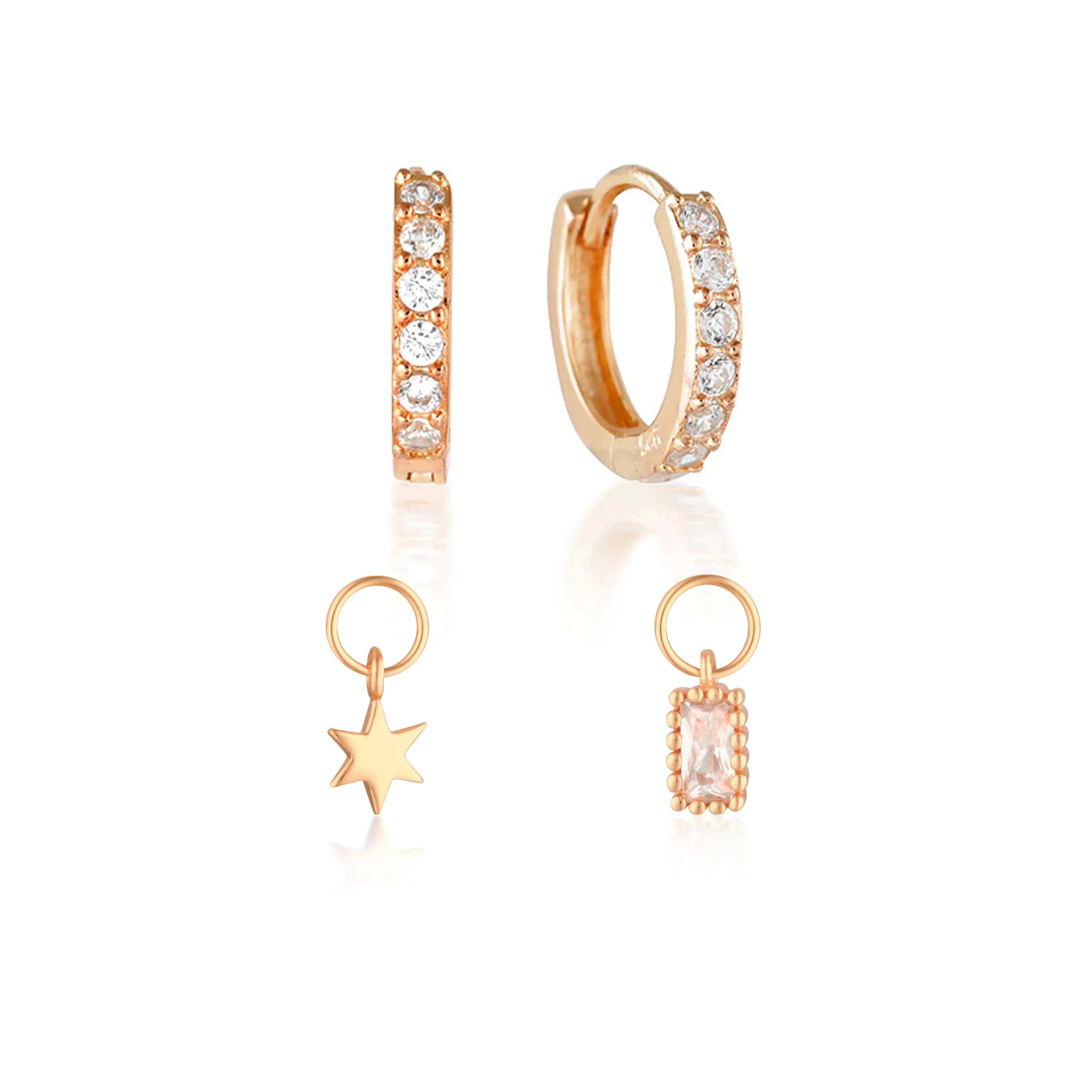 Build Your Earring Set Jet Rose Gold
