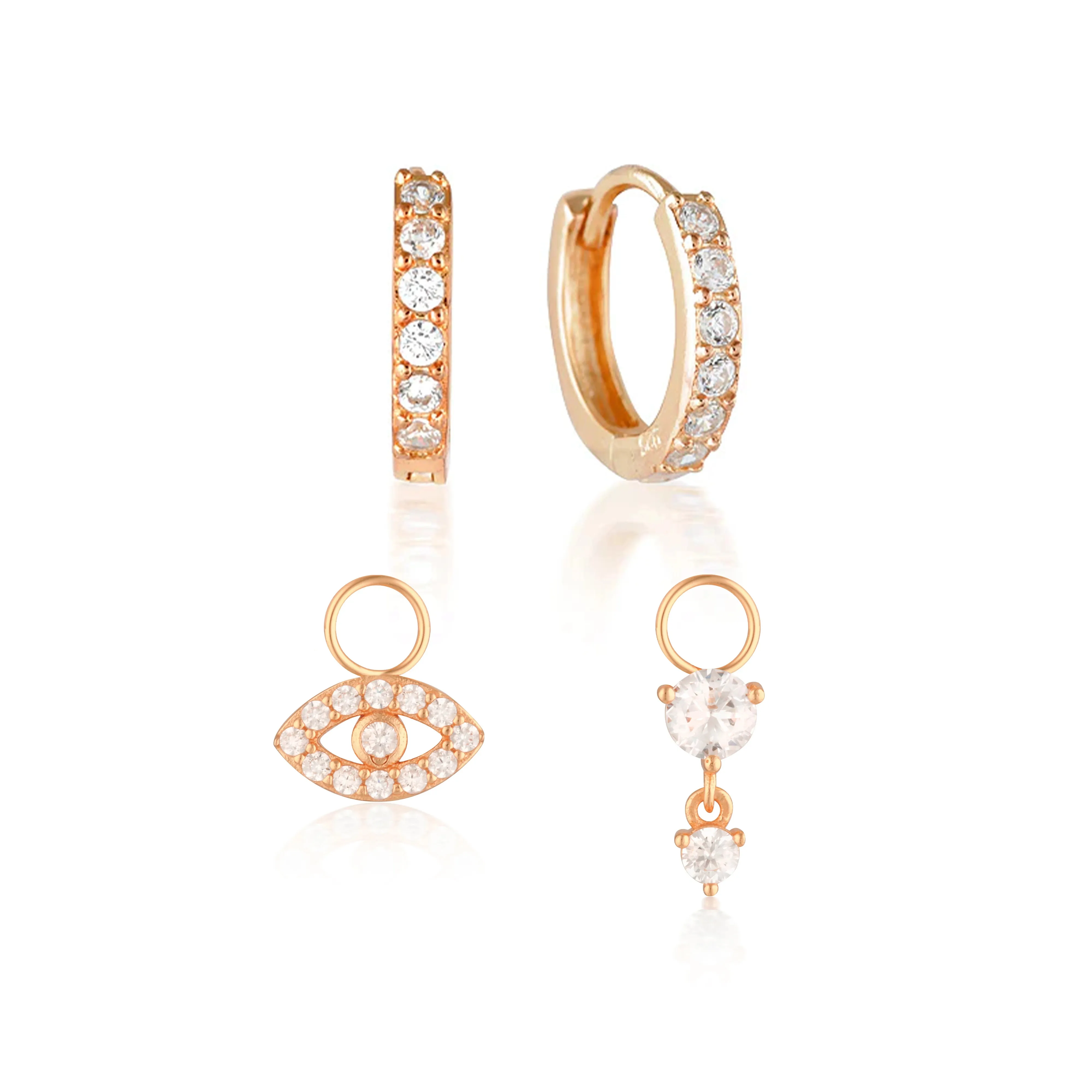 Build Your Earring Set Jet Rose Gold