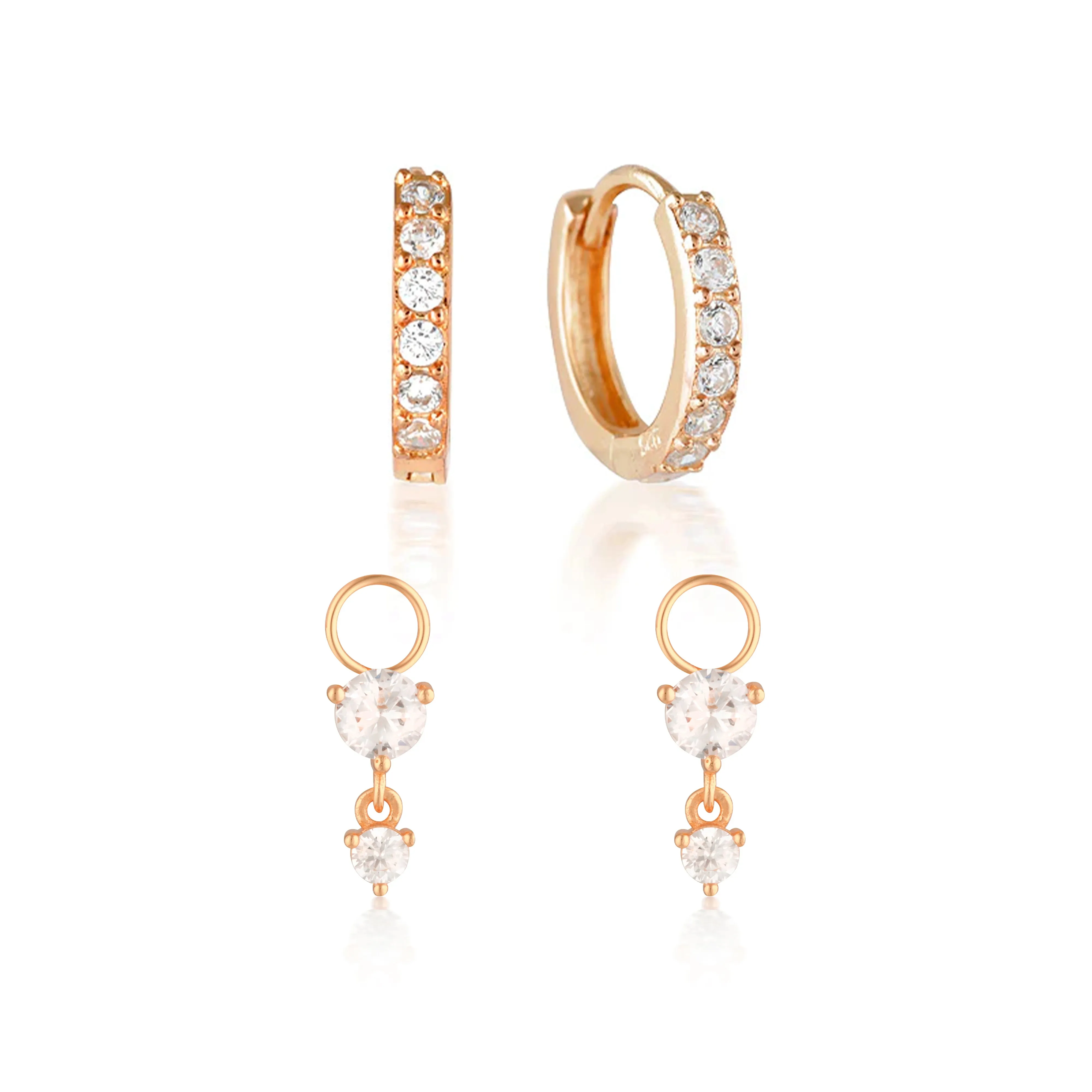 Build Your Earring Set Jet Rose Gold
