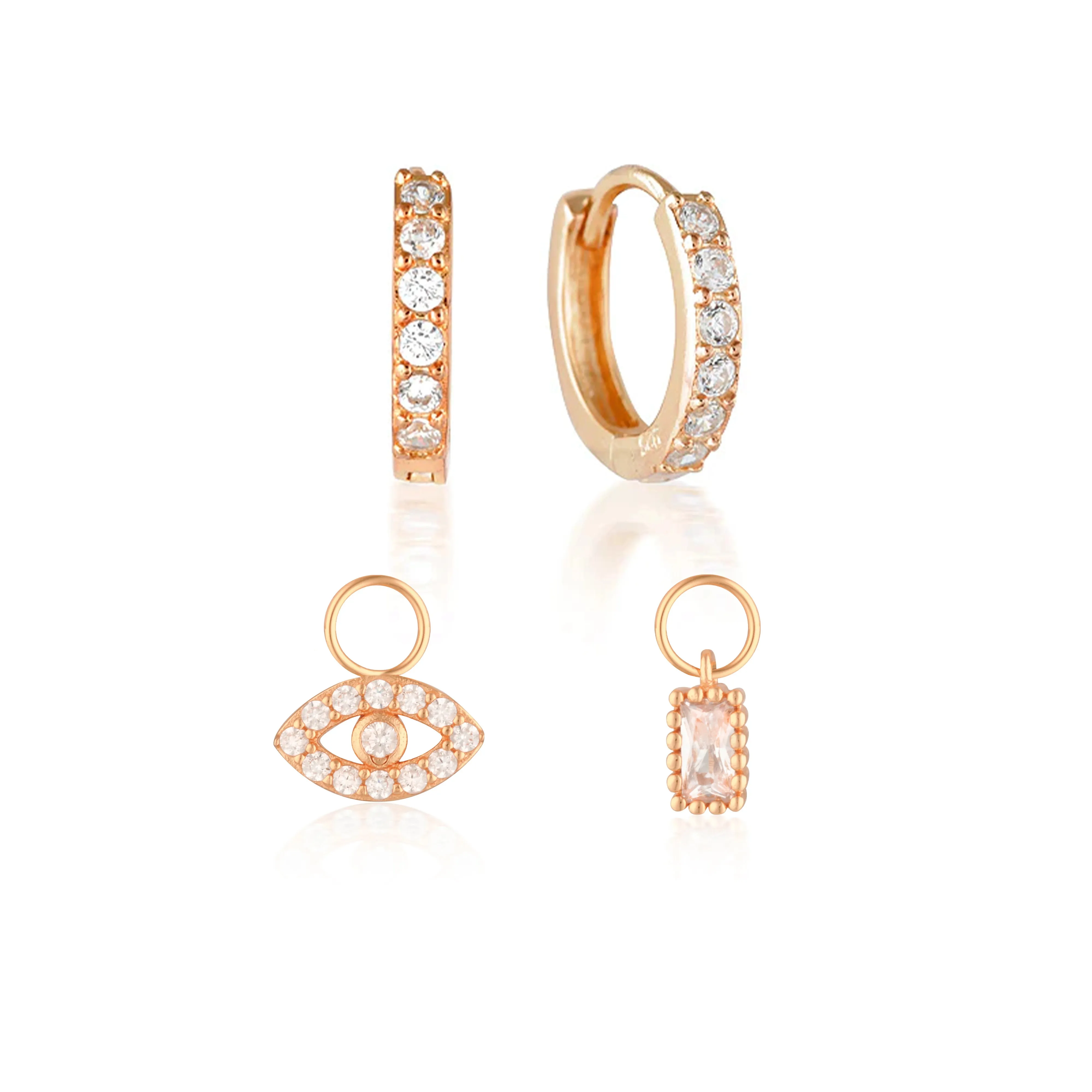 Build Your Earring Set Jet Rose Gold