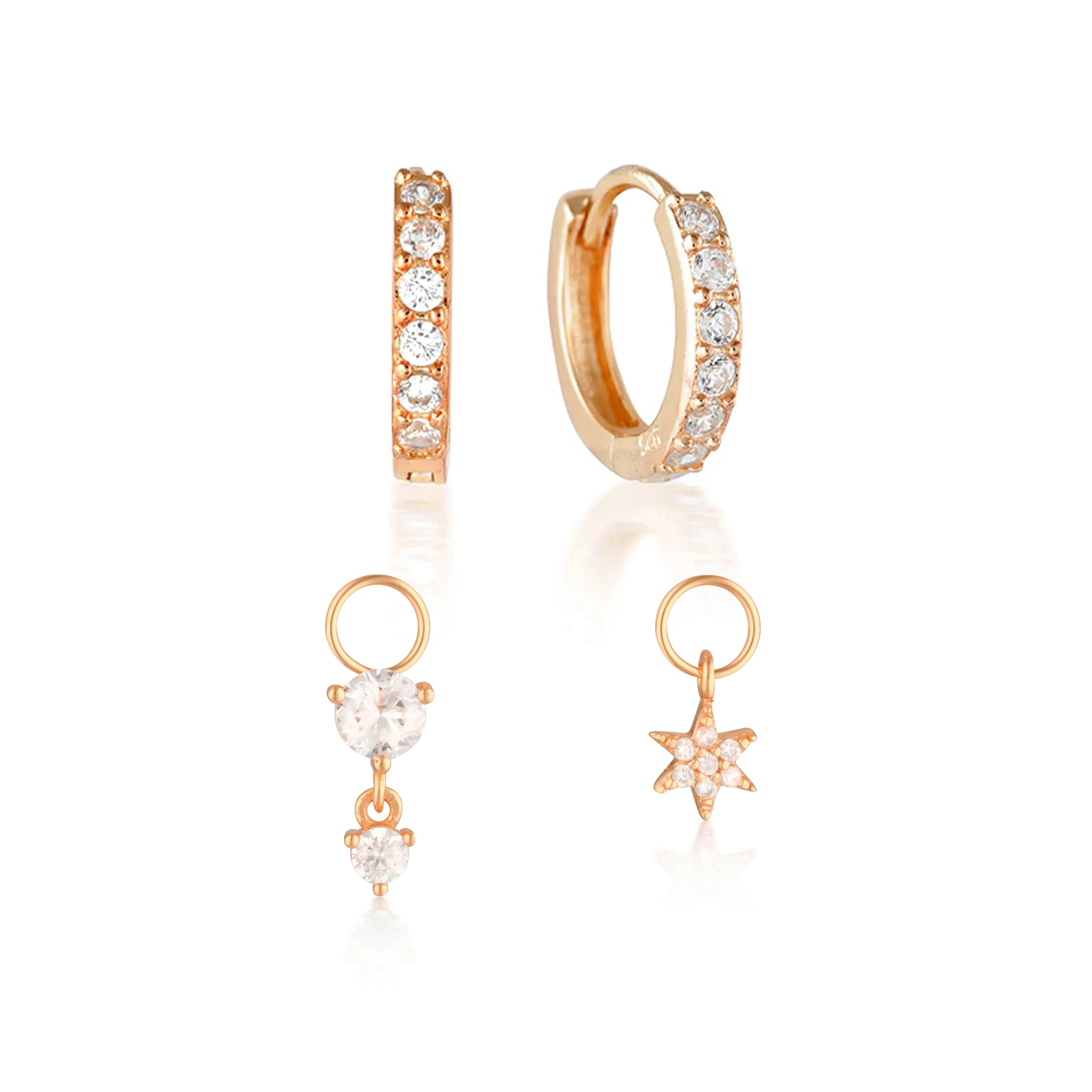 Build Your Earring Set Jet Rose Gold