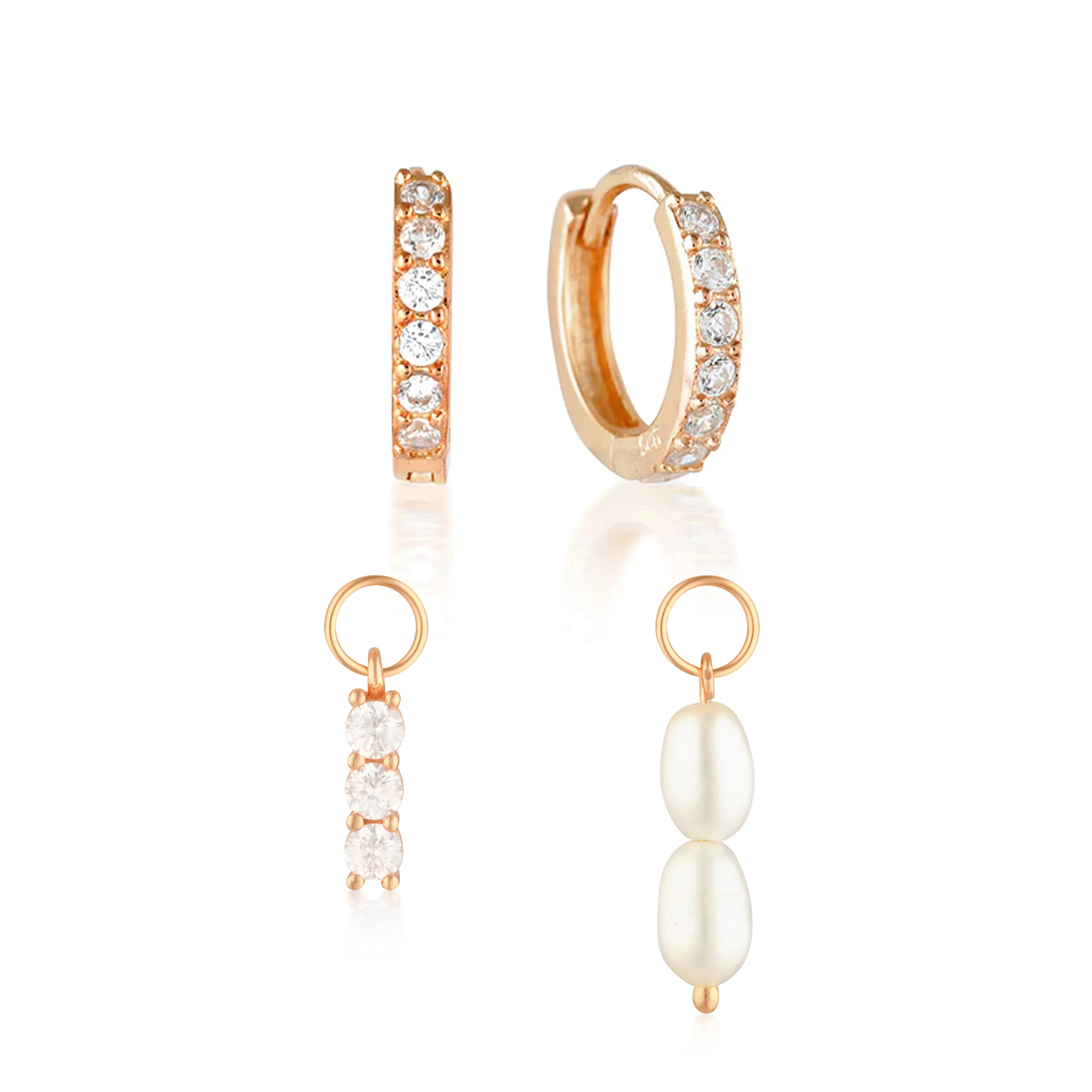 Build Your Earring Set Jet Rose Gold