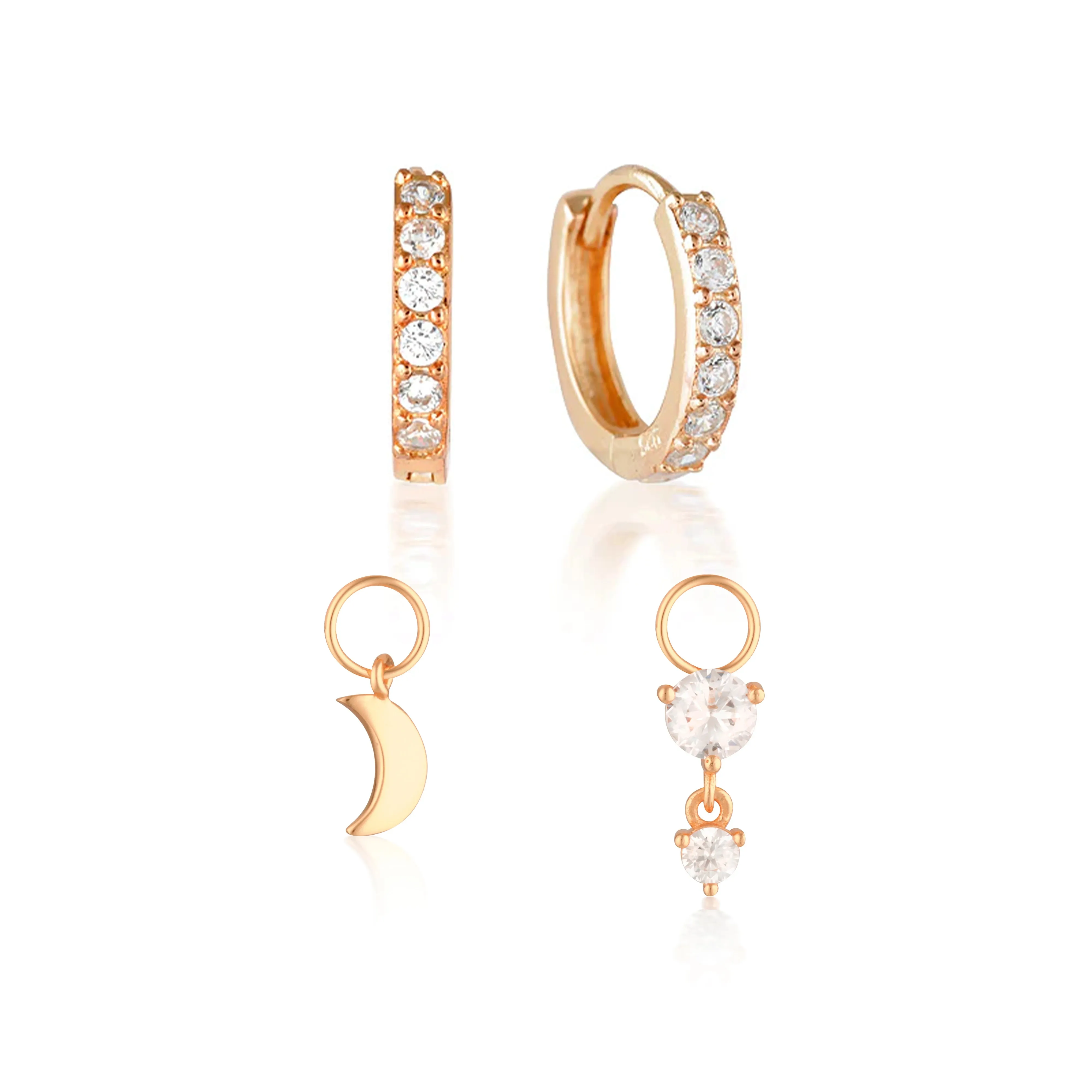 Build Your Earring Set Jet Rose Gold