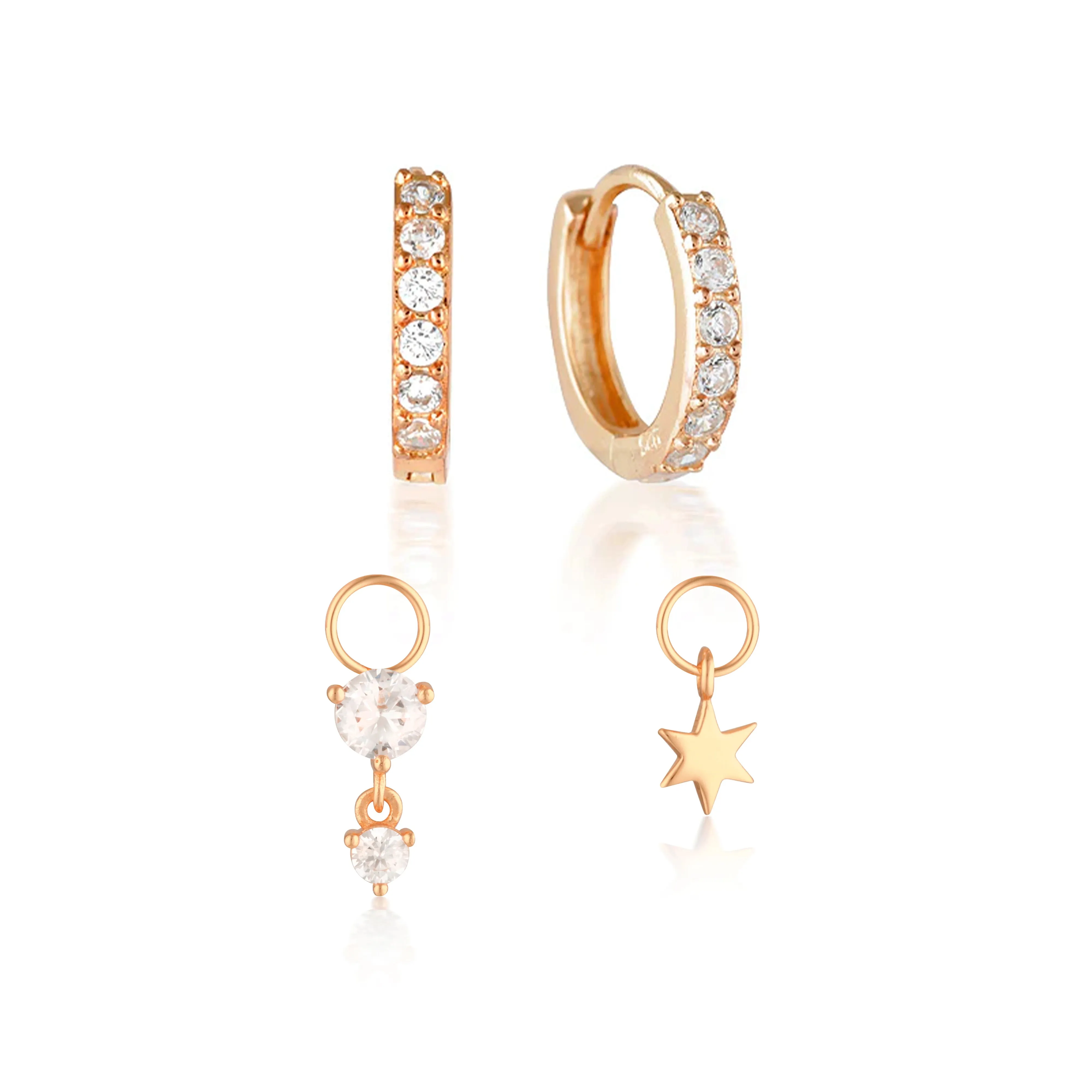Build Your Earring Set Jet Rose Gold
